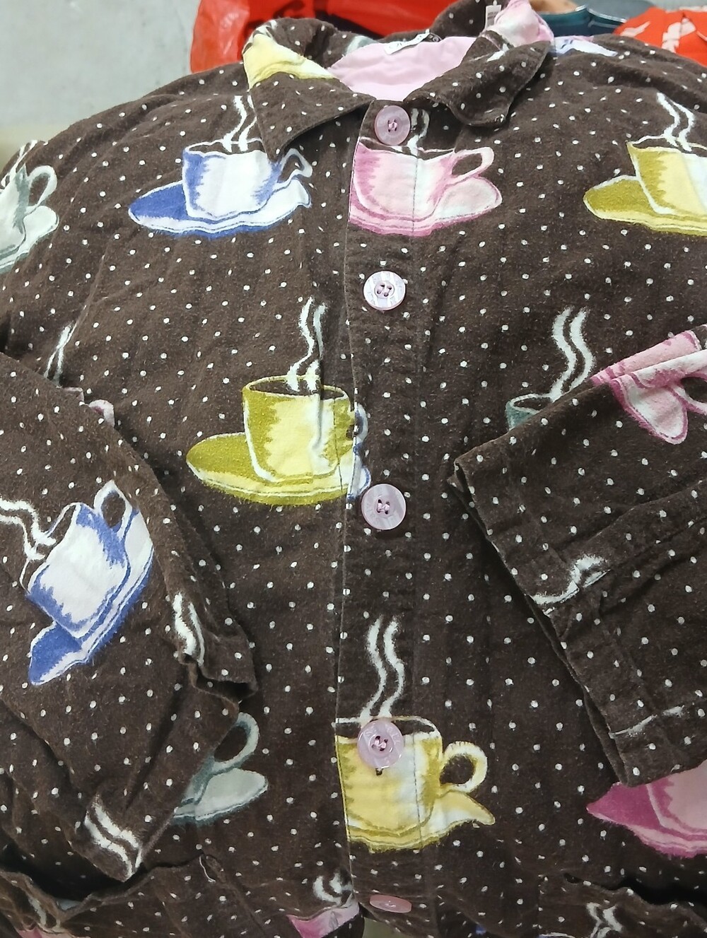 PJS Salvage Coffee Cup Pajama Top Flannel - XL